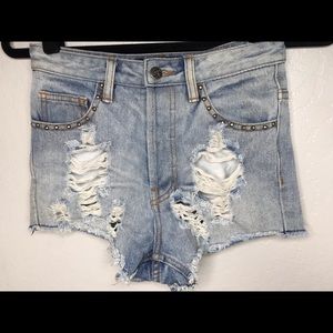 Evil Twin distressed cut off studded shorts XS